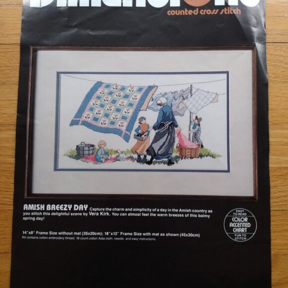 Vintage Amish Playtime & Breezy Day Counted Cross Stitch Charts by Dimensions US - Picture 2 of 14